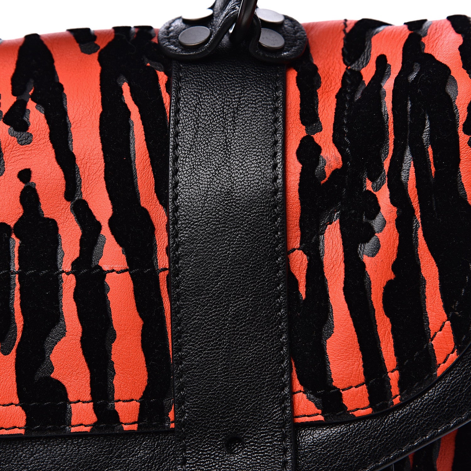 Proenza Schouler Lambskin Velvet Medium Woodgrain PS1 Satchel Black Crimson 11 of 11