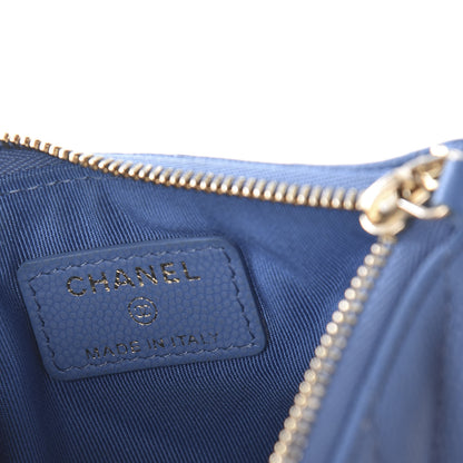 Chanel Caviar Flat Chevron Quilted Small Cosmetic Case Blue 8 of 10
