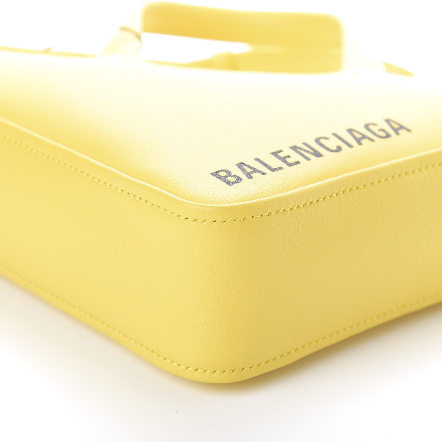 Balenciaga Shiny Day Calfskin Logo XS Triangle Duffle Jaune Black 7 of 9