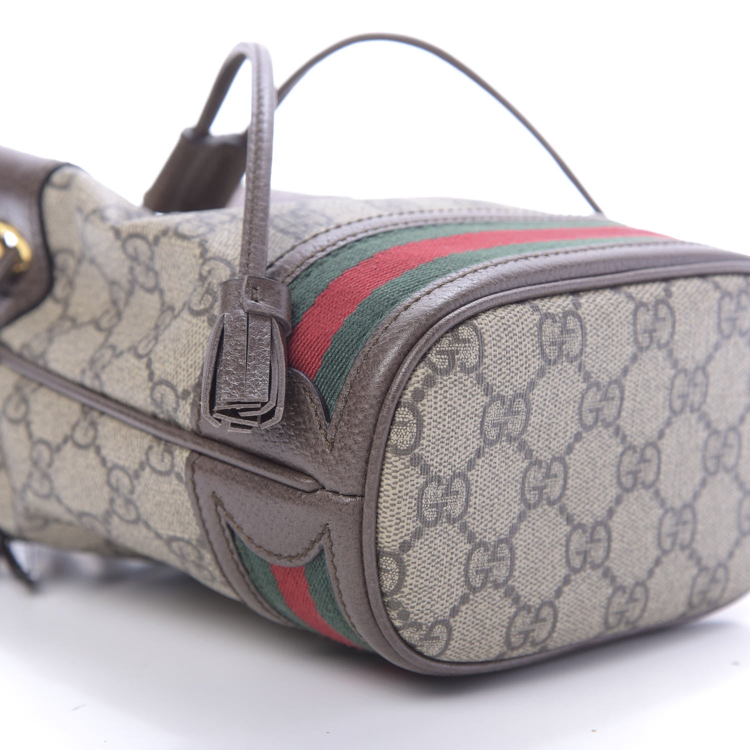 Gucci GG Supreme Monogram Web Mini Ophidia Bucket Bag Brown 6 of 10