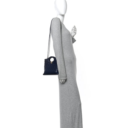 Chanel Shiny Crumpled Calfskin Quilted Mini 31 Shopping Bag Navy Blue 2 of 16