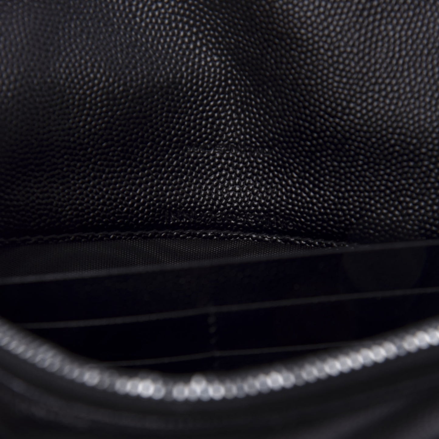Grain De Poudre Matelasse Chevron Monogram Envelope Chain Wallet Black