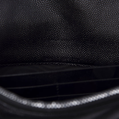 Saint Laurent Grain De Poudre Matelasse Chevron Monogram Envelope Chain Wallet Black 7 of 10