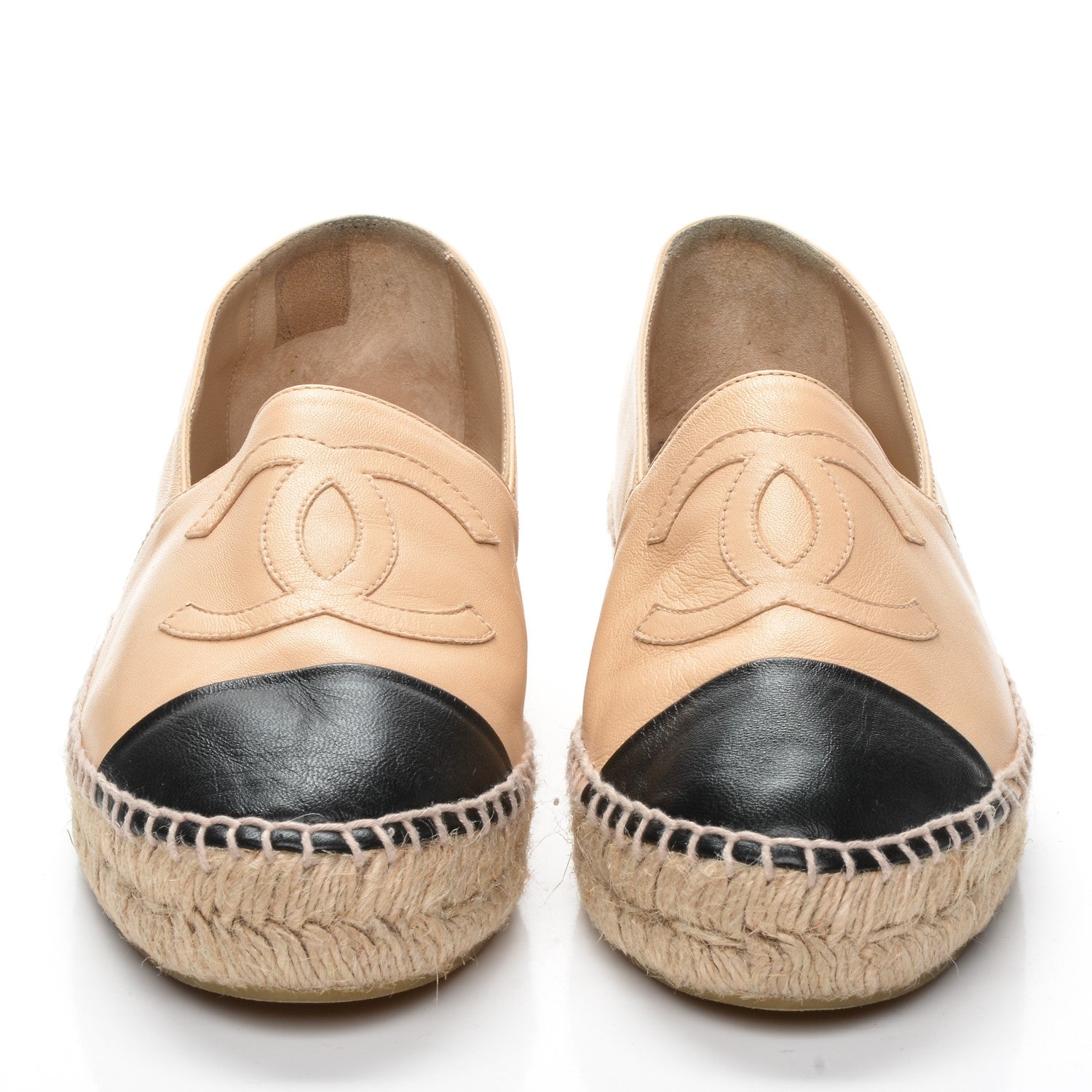 Chanel Lambskin CC Espadrilles 38 Beige Black 2 of 9