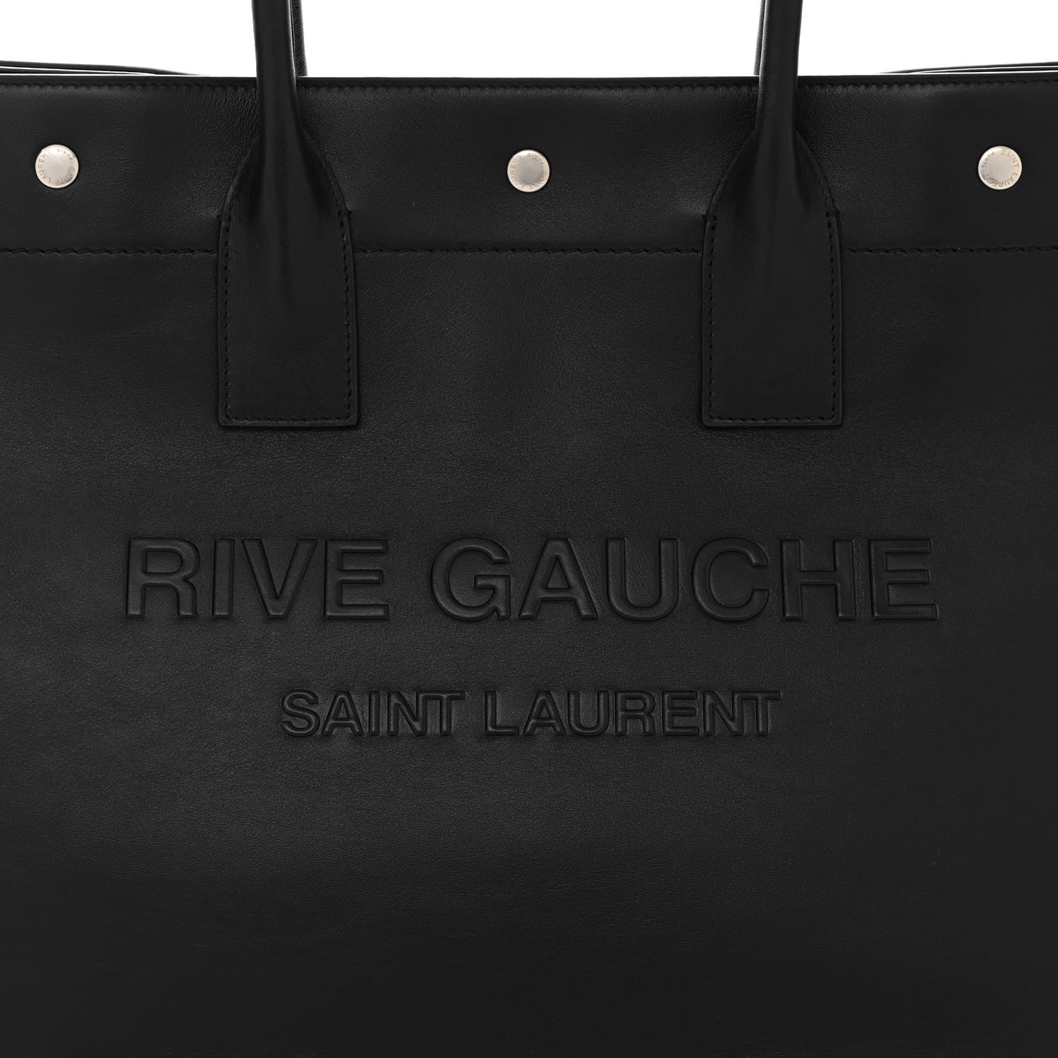 Saint Laurent Smooth Calfskin Rive Gauche Small Tote Black 7 of 9