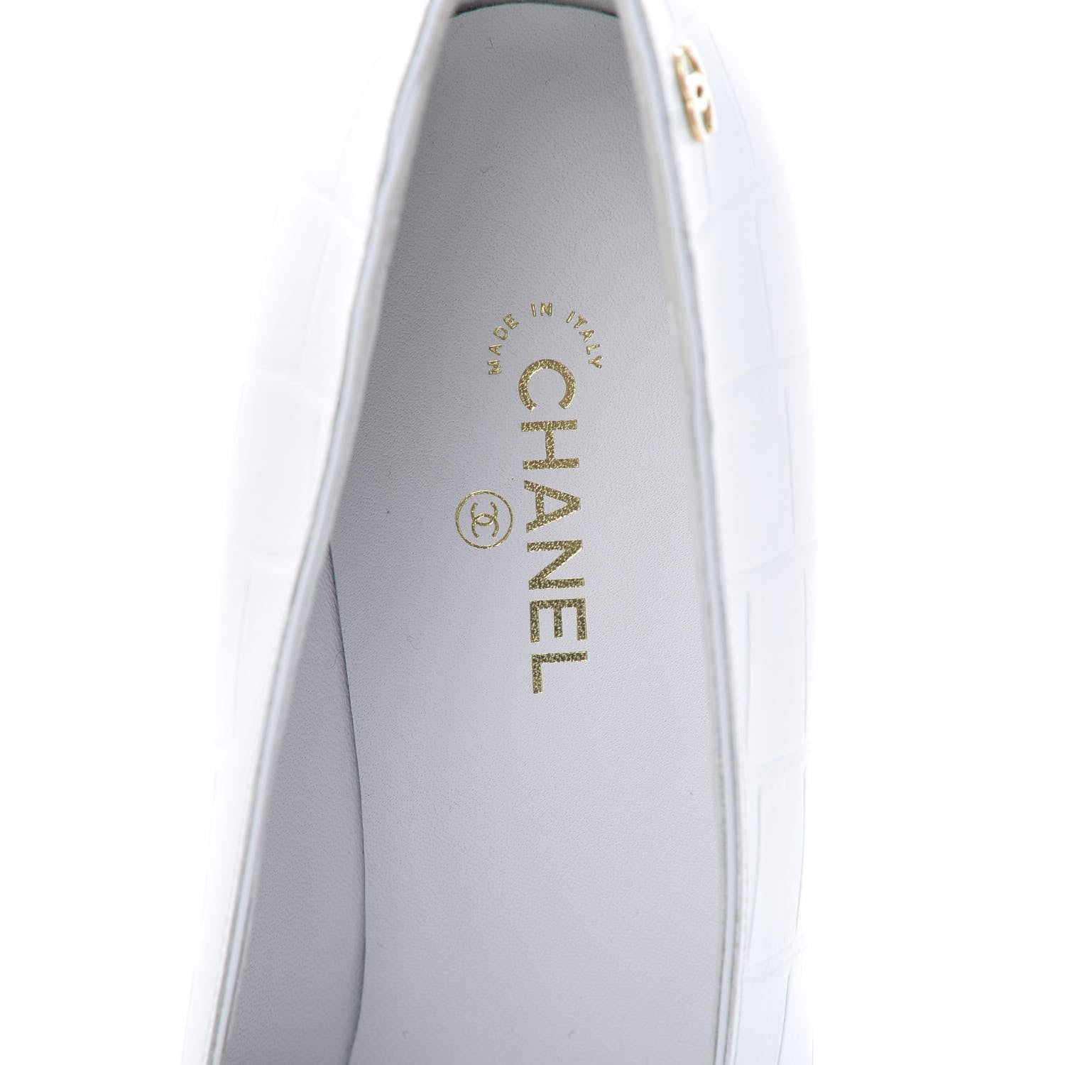Chanel Crocodile Embossed Calfskin Cap Toe CC Pumps 39.5 Black White 6 of 10