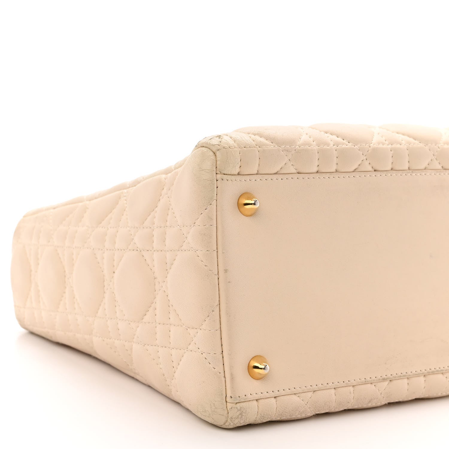 Christian Dior Lambskin Cannage Medium Lady Dior Beige 9 of 22