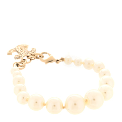 Chanel Graduated Pearl Crystal CC Bracelet Gold 3 of 5