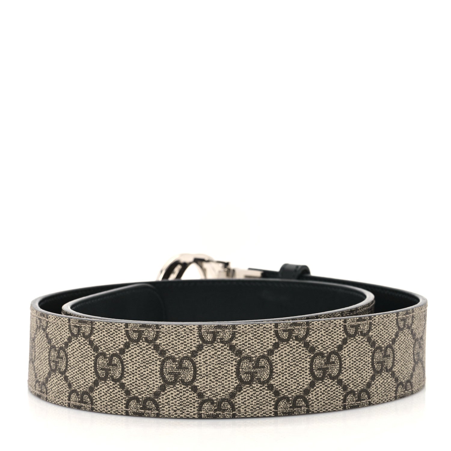 Gucci GG Supreme Monogram Selleria Interlocking G 37mm Belt 85 34 Beige Ebony Black 2 of 6