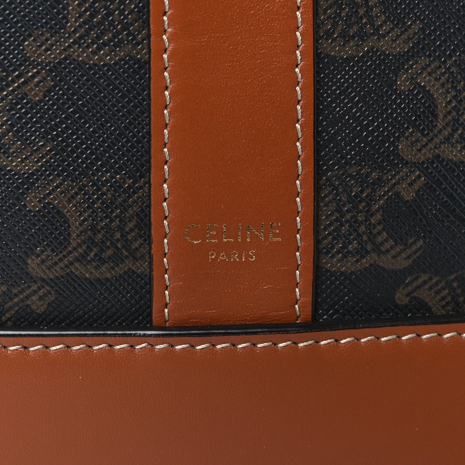 Celine Triomphe Canvas Calfskin Small Bucket Bag Tan 6 of 8