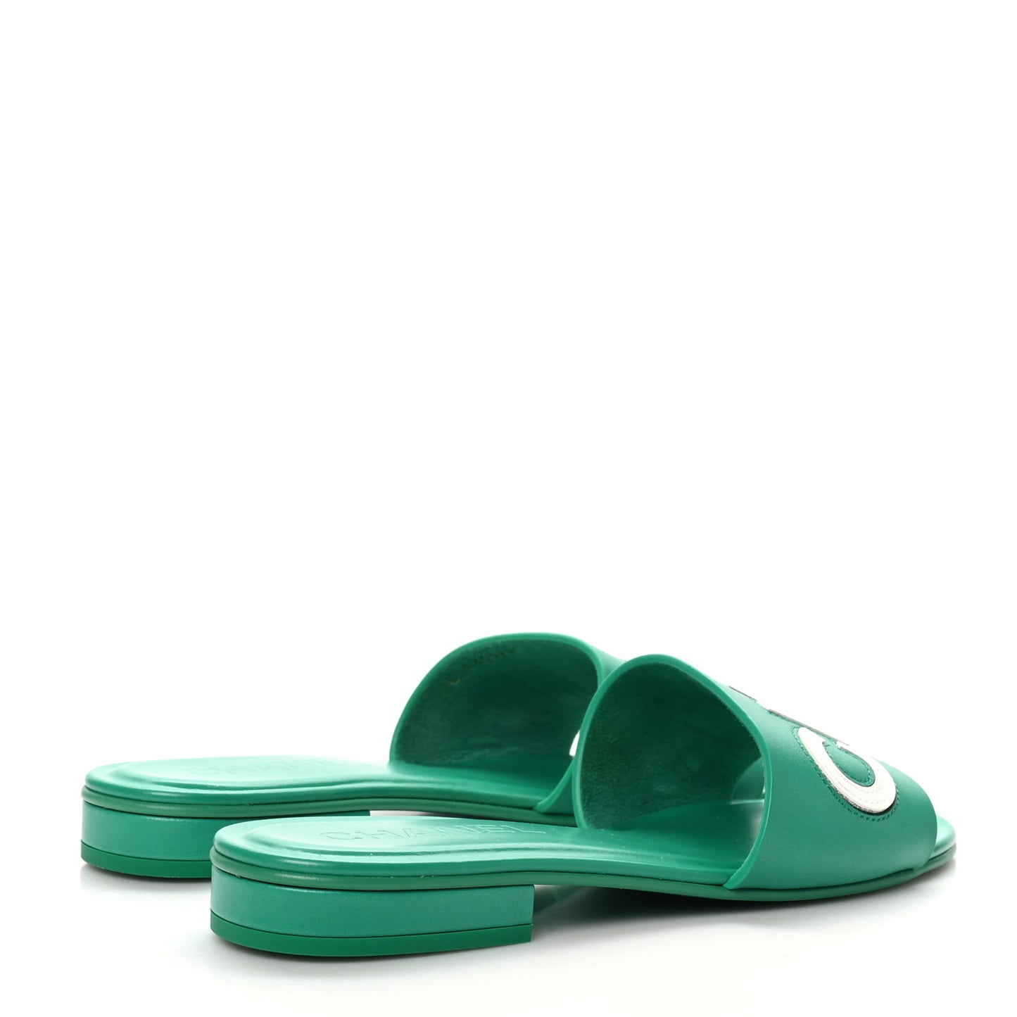 Calfskin Patent Calfskin Logo Mules 38.5 Green White