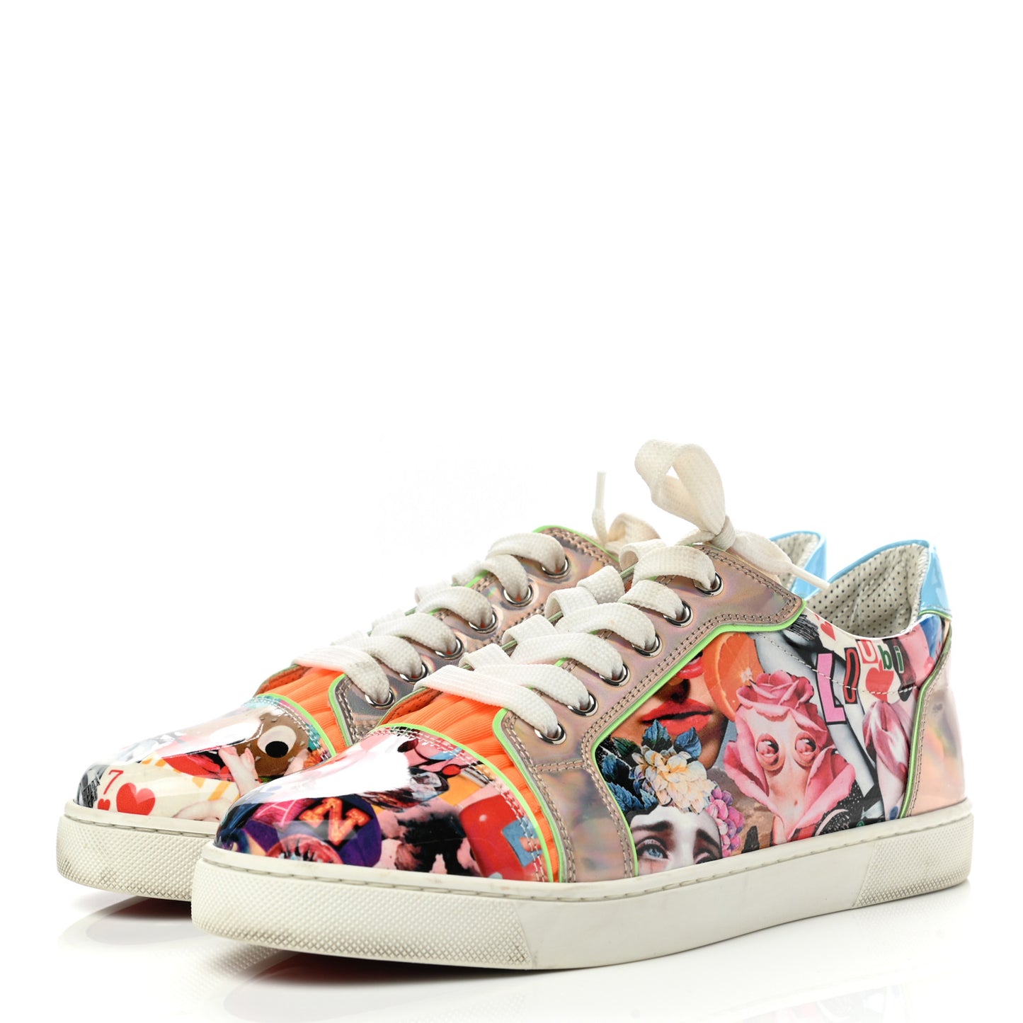 Calfskin Vieira Print Womens Orlato Flat Sneakers 39.5 Multicolor