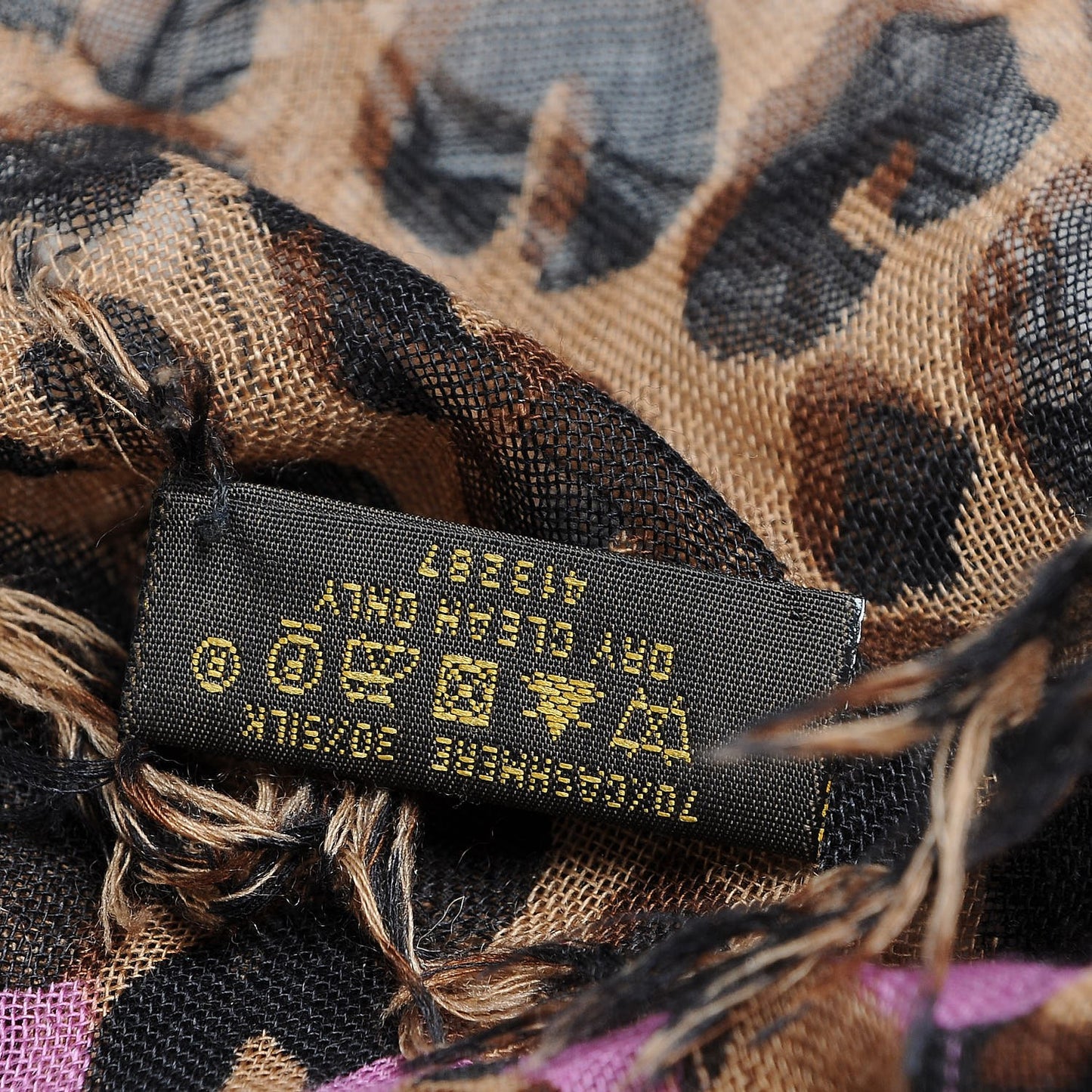 Cashmere Silk Leopard Etole Stole Marron
