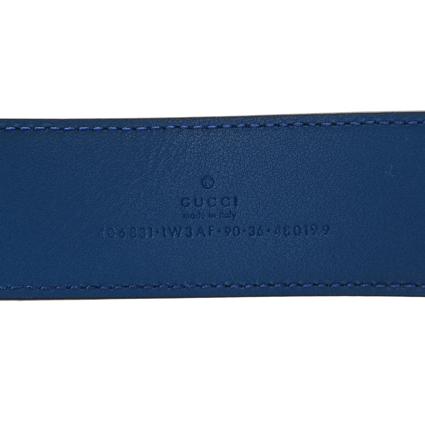 Calfskin GG Tennis Embossed Double G 40mm Belt 90 36 Intense Metal Blue