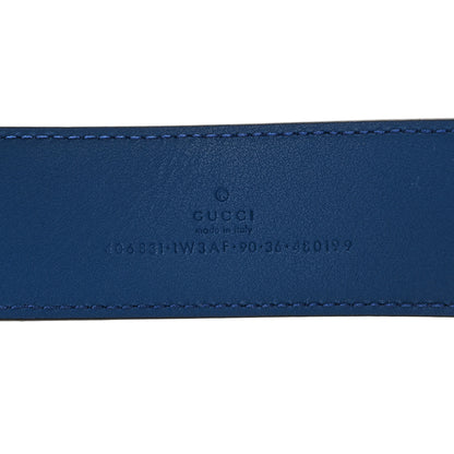 Gucci Calfskin GG Tennis Embossed Double G 40mm Belt 90 36 Intense Metal Blue 5 of 8