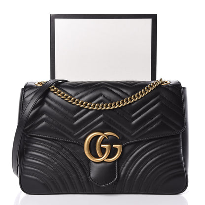 Gucci Calfskin Matelasse Large GG Marmont Shoulder Bag Black 10 of 10