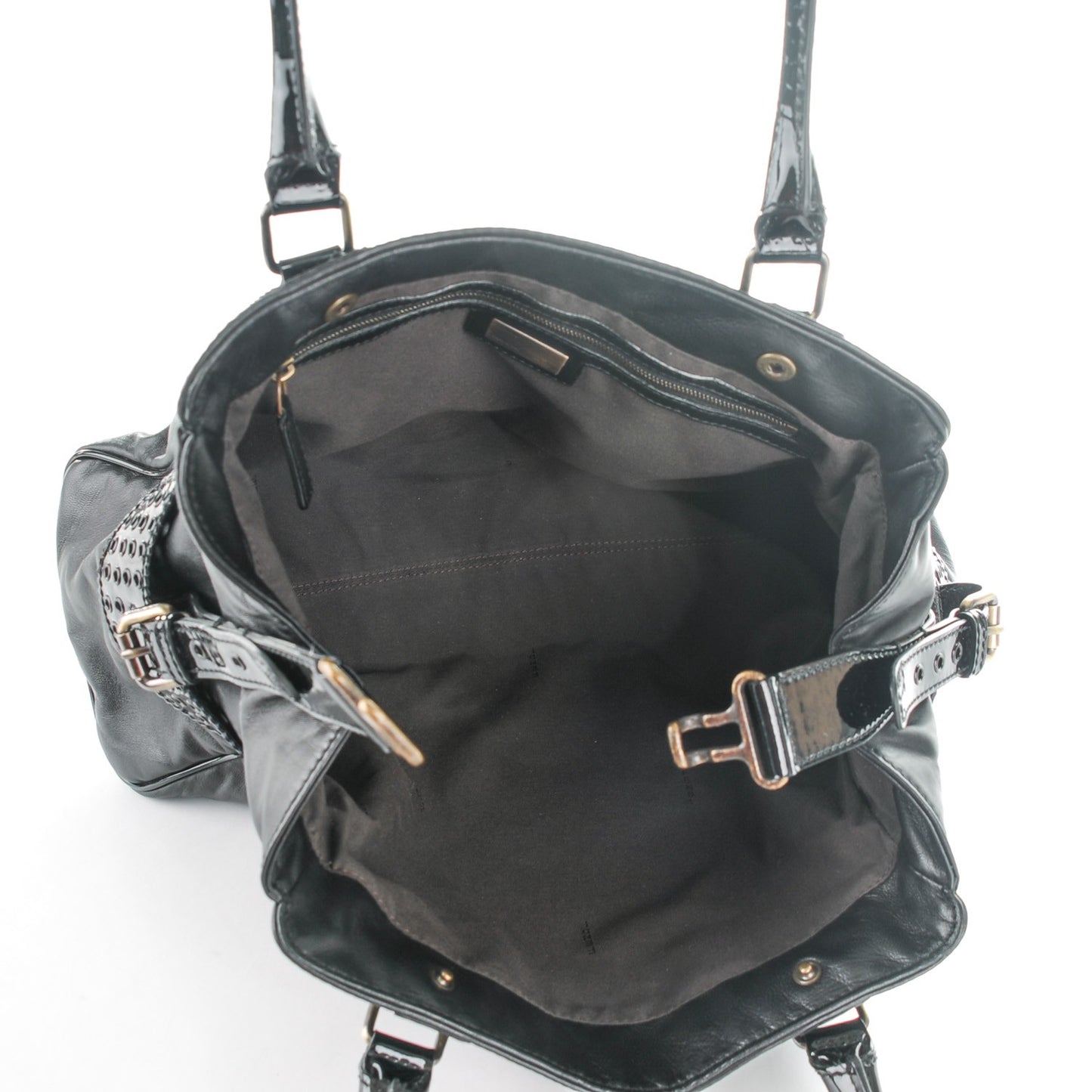 Nappa Patent Bag De Jour Perforated Tote Black
