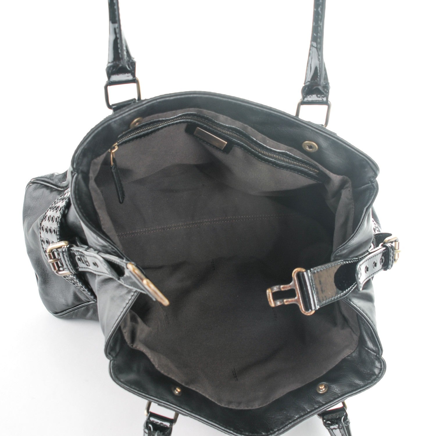 Fendi Nappa Patent Bag De Jour Perforated Tote Black 5 of 9