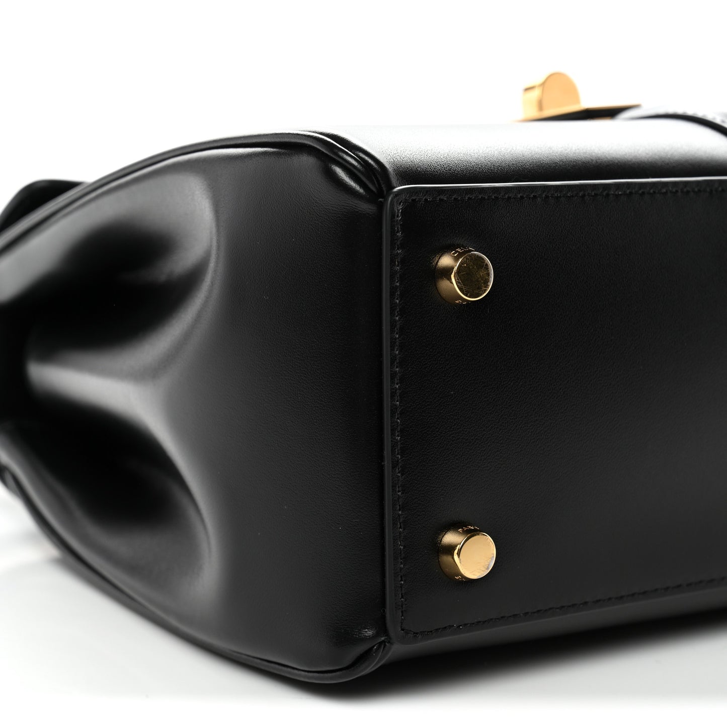 Satinated Calfskin Small 16 Top Handle Bag Black