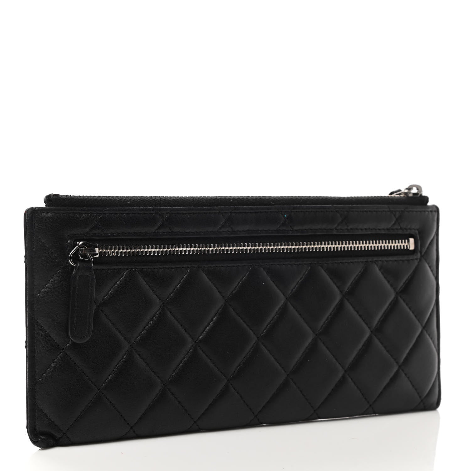 Chanel Lambskin Quilted Zip Pouch Black 3 of 7