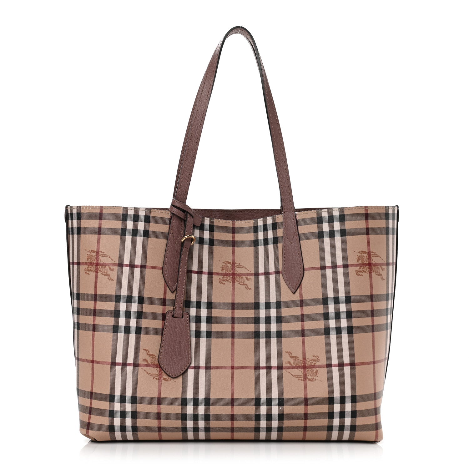 Burberry Grainy Calfskin Haymarket Check Medium Reversible Tote Light Elderberry 1 of 12