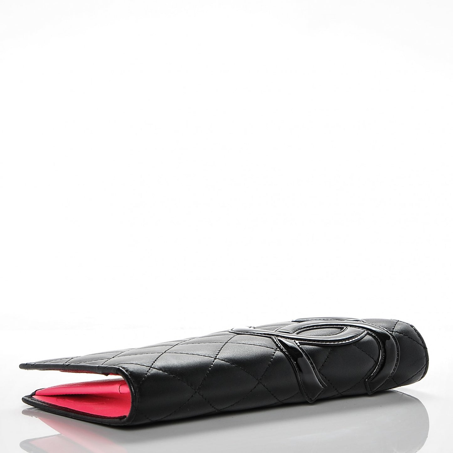 Calfskin Quilted Cambon Yen Wallet Black