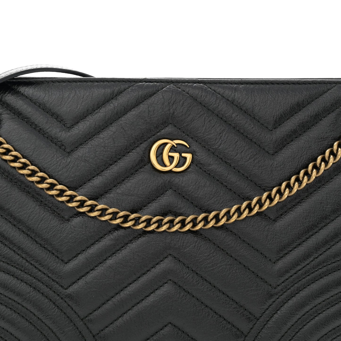 Azalea Calfskin Matelasse Heart Medium GG Marmont Slim Shoulder Bag Black