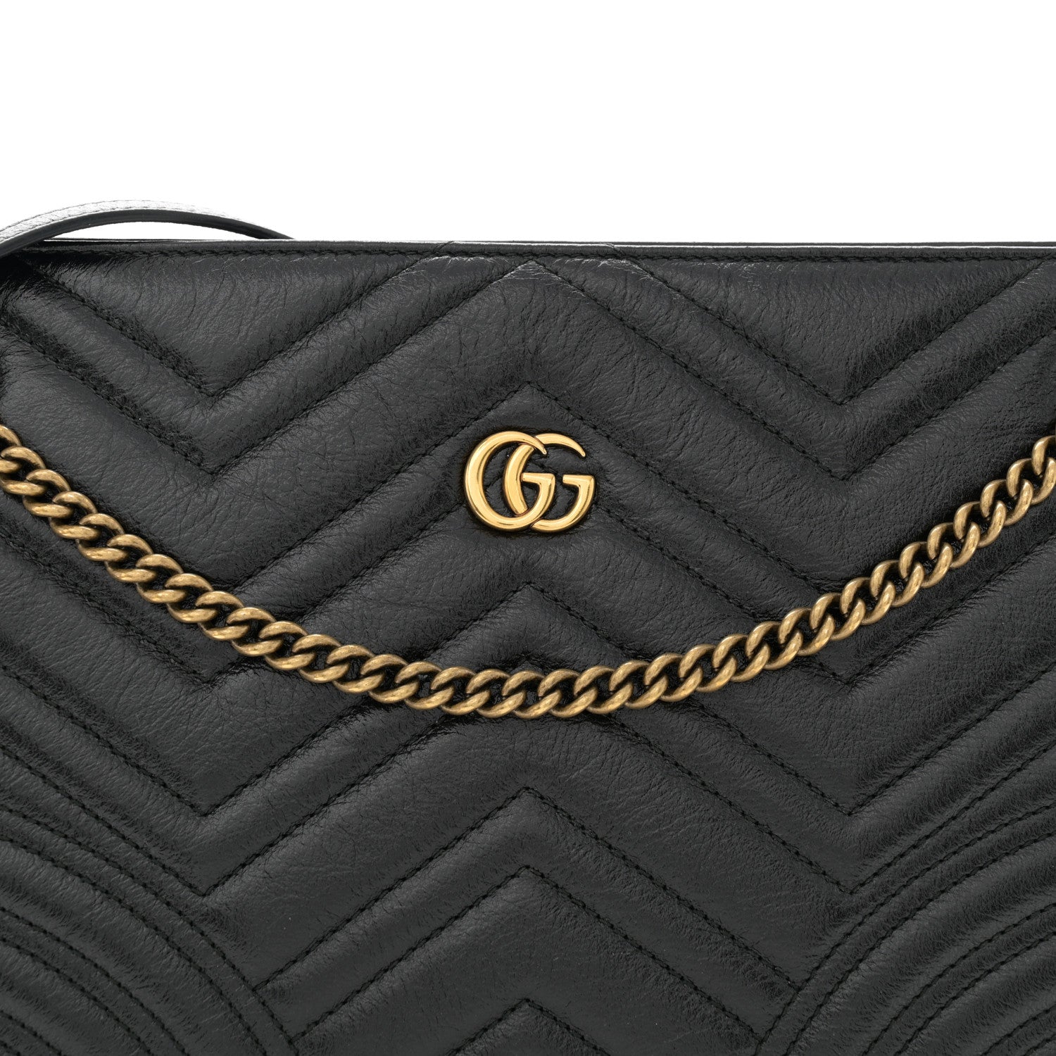 Gucci Azalea Calfskin Matelasse Heart Medium GG Marmont Slim Shoulder Bag Black 8 of 13
