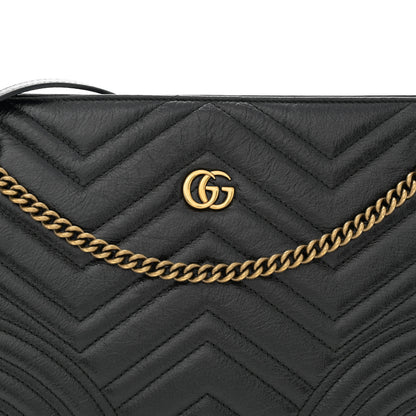 Gucci Azalea Calfskin Matelasse Heart Medium GG Marmont Slim Shoulder Bag Black 8 of 13