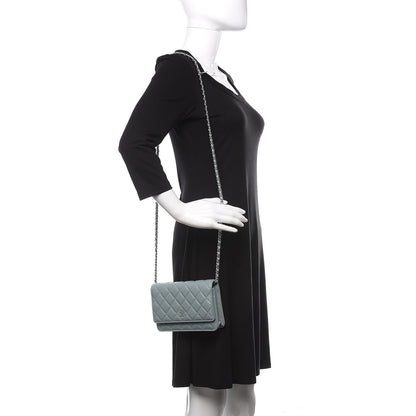 Chanel Caviar Quilted Wallet On Chain WOC Light Blue 2 of 12