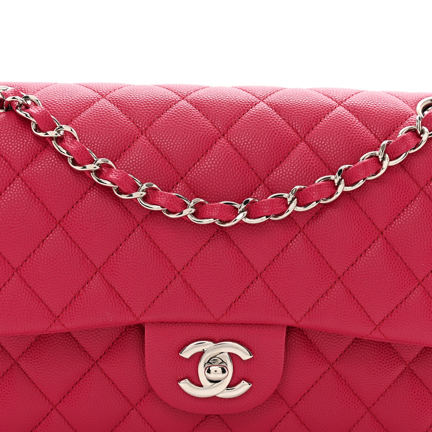 Chanel Caviar Quilted Medium Double Flap Dark Pink 5 of 10
