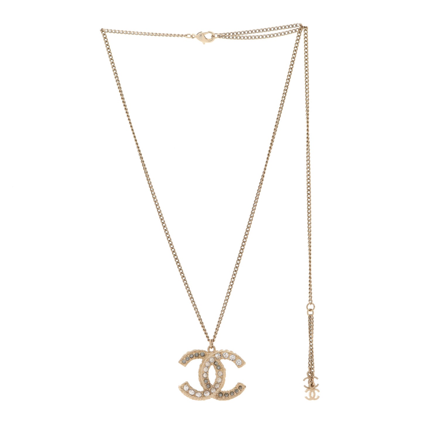 Crystal Enamel CC Necklace Gold