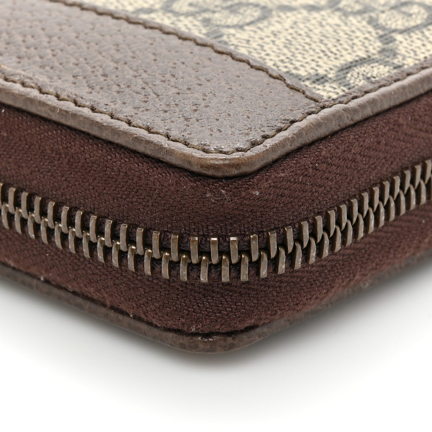 GG Supreme Monogram Web Ophidia Zip Around Wallet Brown