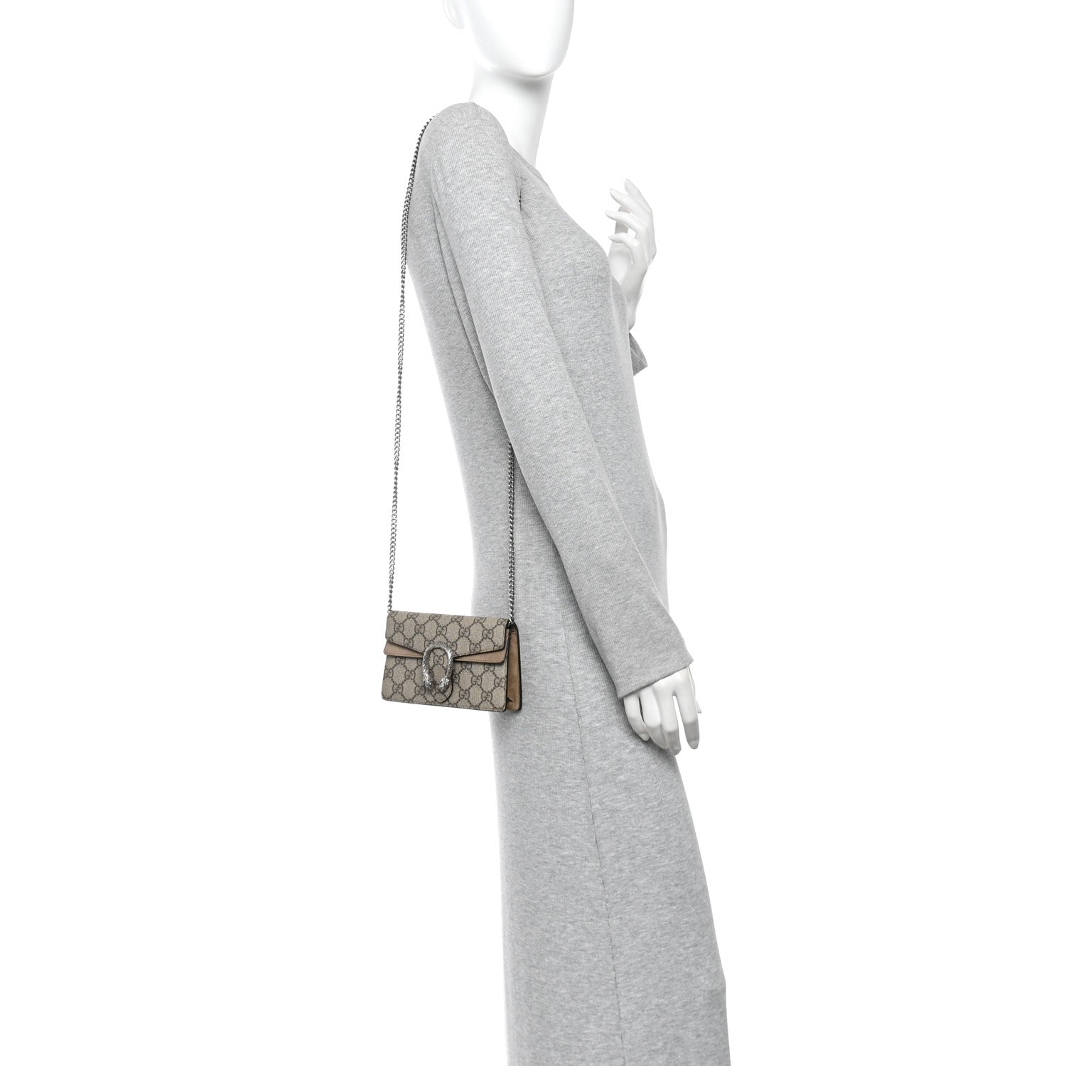 Gucci GG Supreme Monogram Super Mini Dionysus Shoulder Bag Taupe 2 of 9