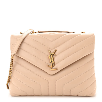 Saint Laurent Calfskin Y Quilted Monogram Medium Loulou Chain Satchel Dark Beige 1 of 10