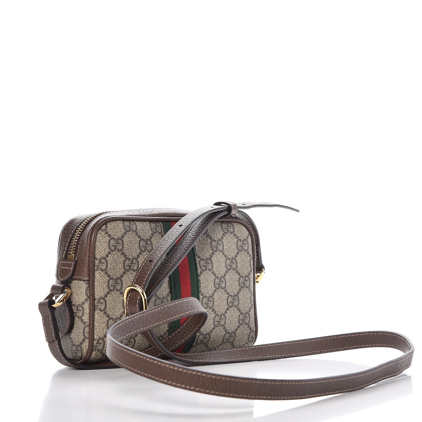 GG Supreme Monogram Web Mini Ophidia Shoulder Bag Brown
