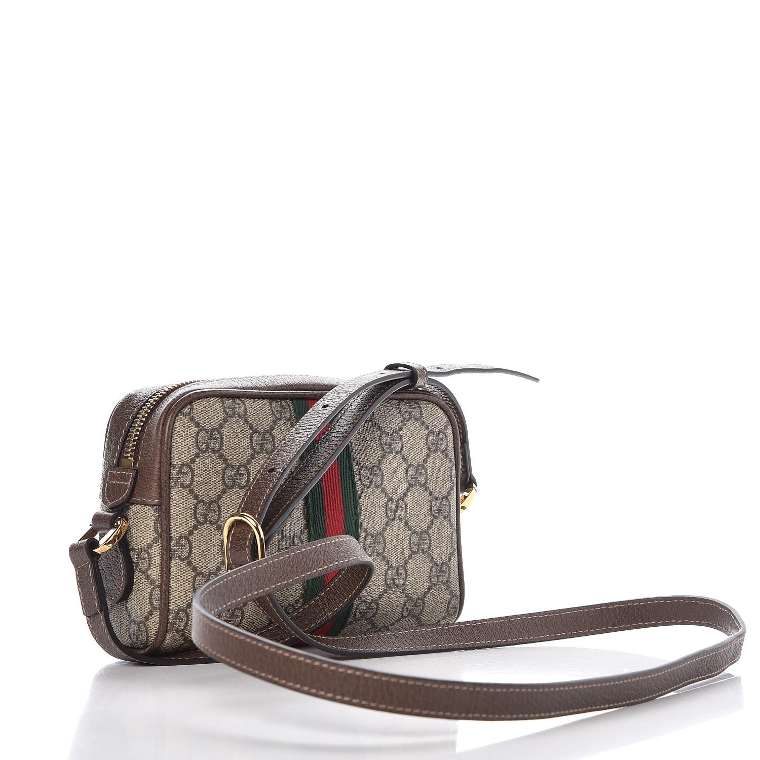 Gucci GG Supreme Monogram Web Mini Ophidia Shoulder Bag Brown 3 of 11