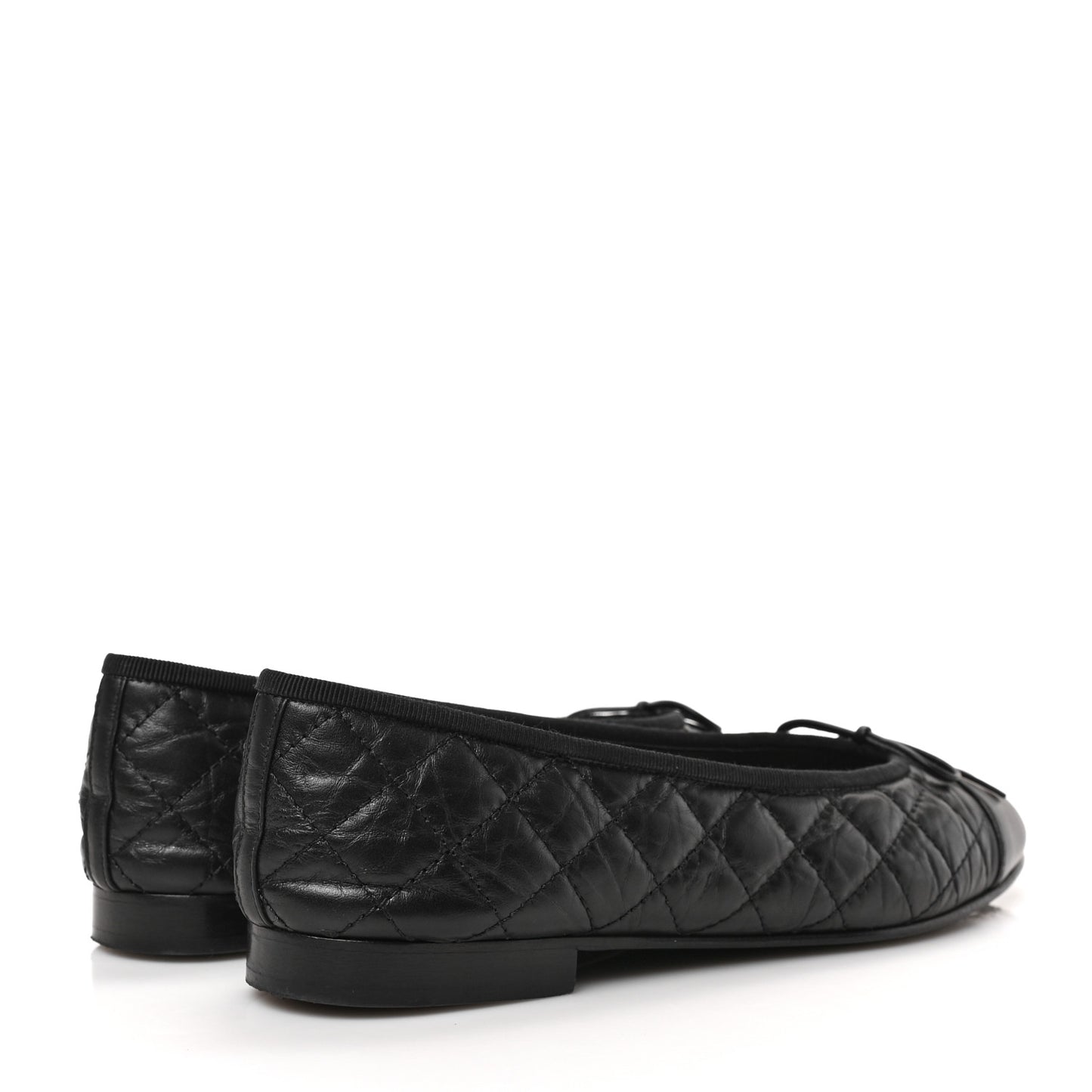 Aged Calfskin Quilted CC Cap Toe Ballerina Flats 40 Black