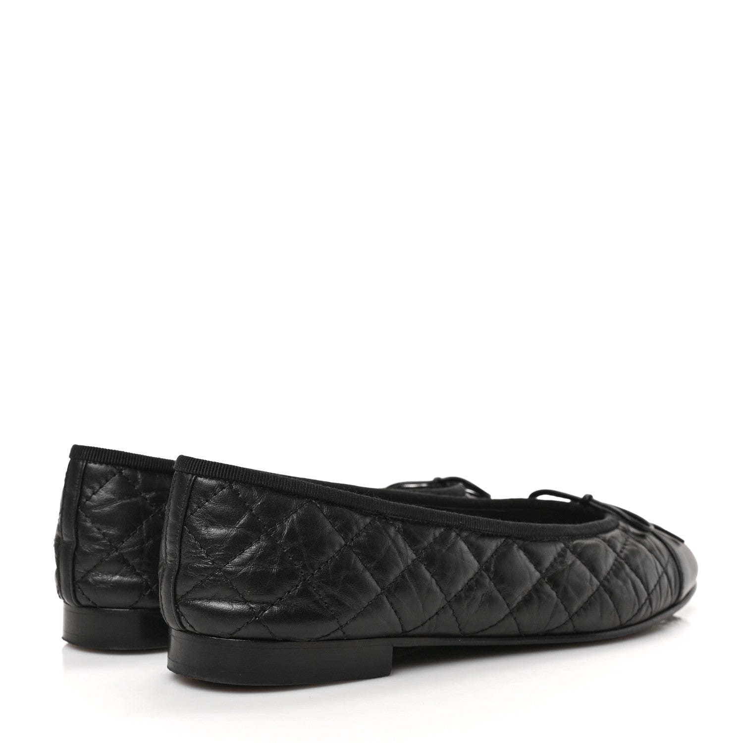 Chanel Aged Calfskin Quilted CC Cap Toe Ballerina Flats 40 Black 4 of 9