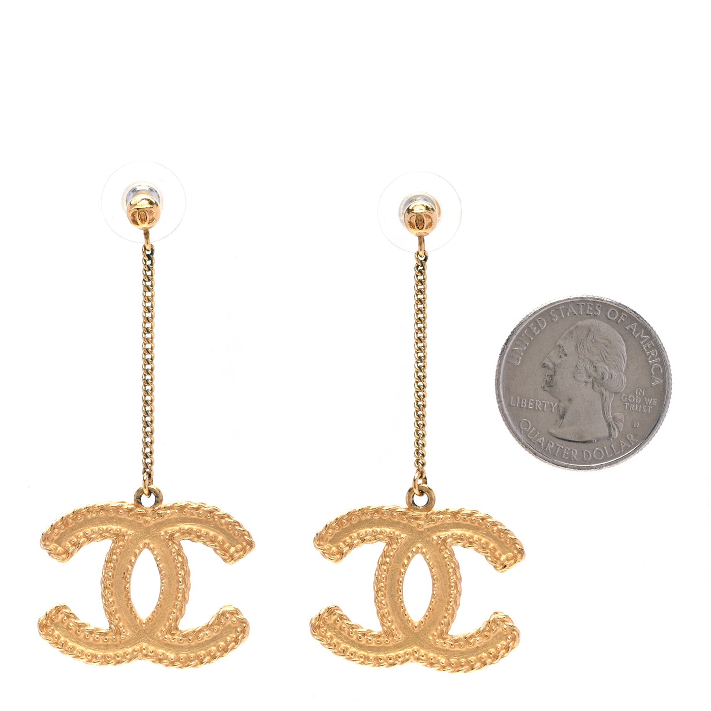 CC Drop Earrings Matte Gold