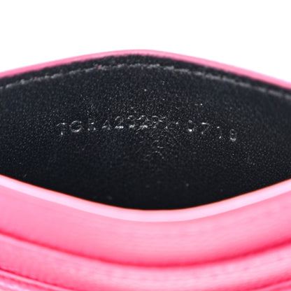Saint Laurent Grain De Poudre Matelasse Chevron Monogram Credit Card Case Fresh Fuxia 7 of 10