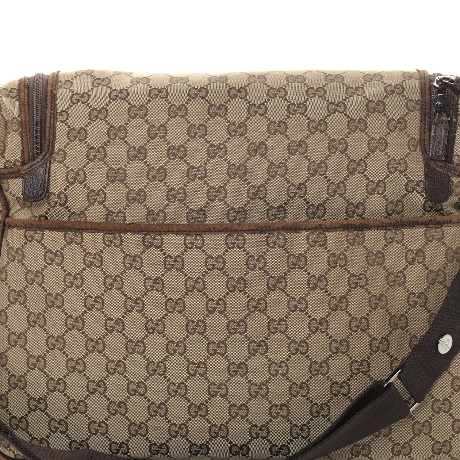 Gucci Monogram Natural Pigskin Large Diaper Bag Beige Ebony Cocoa Dark Chocolate 9 of 9