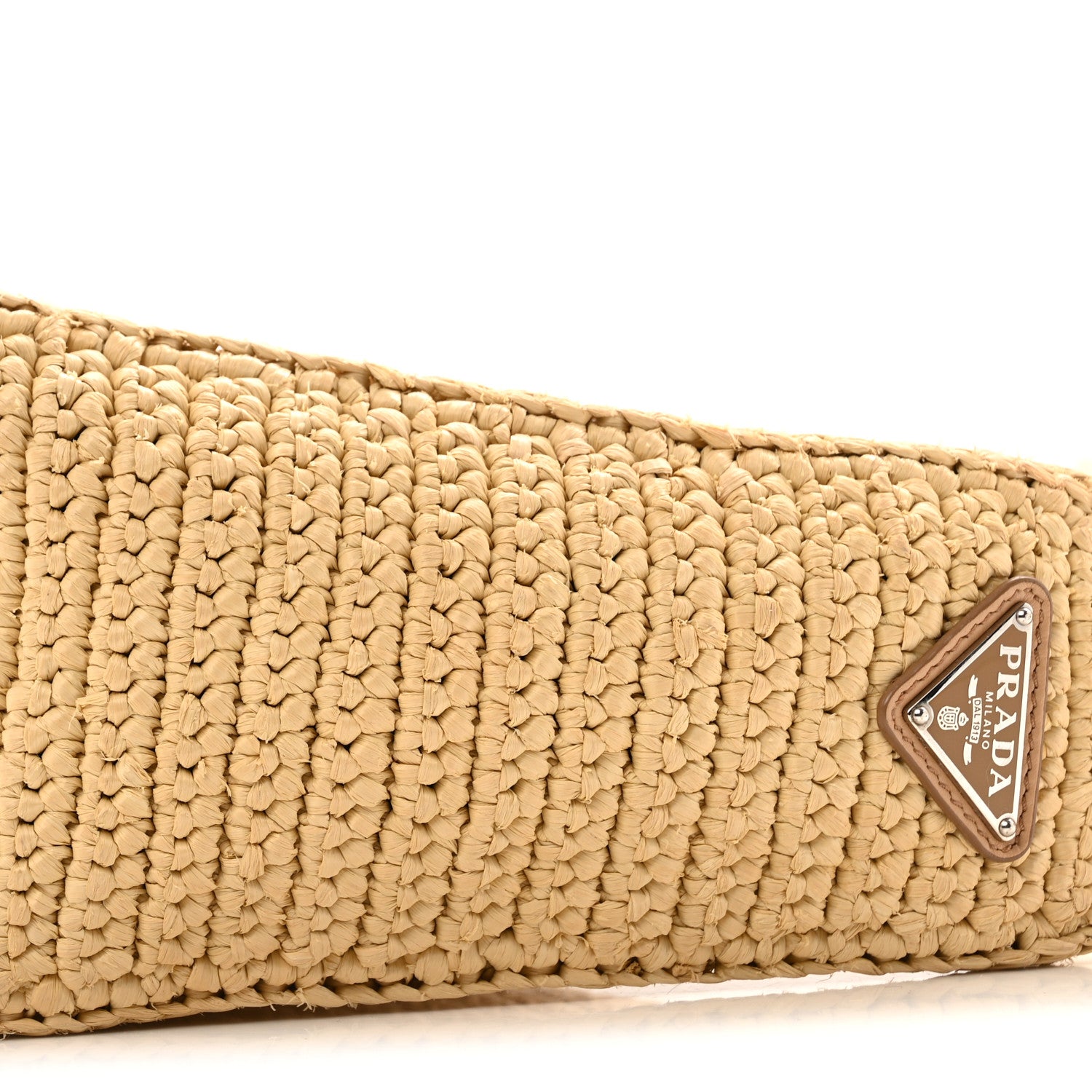 Prada Yarn Raffia Effect Crochet Triangle Shoulder Bag Naturale 10 of 16