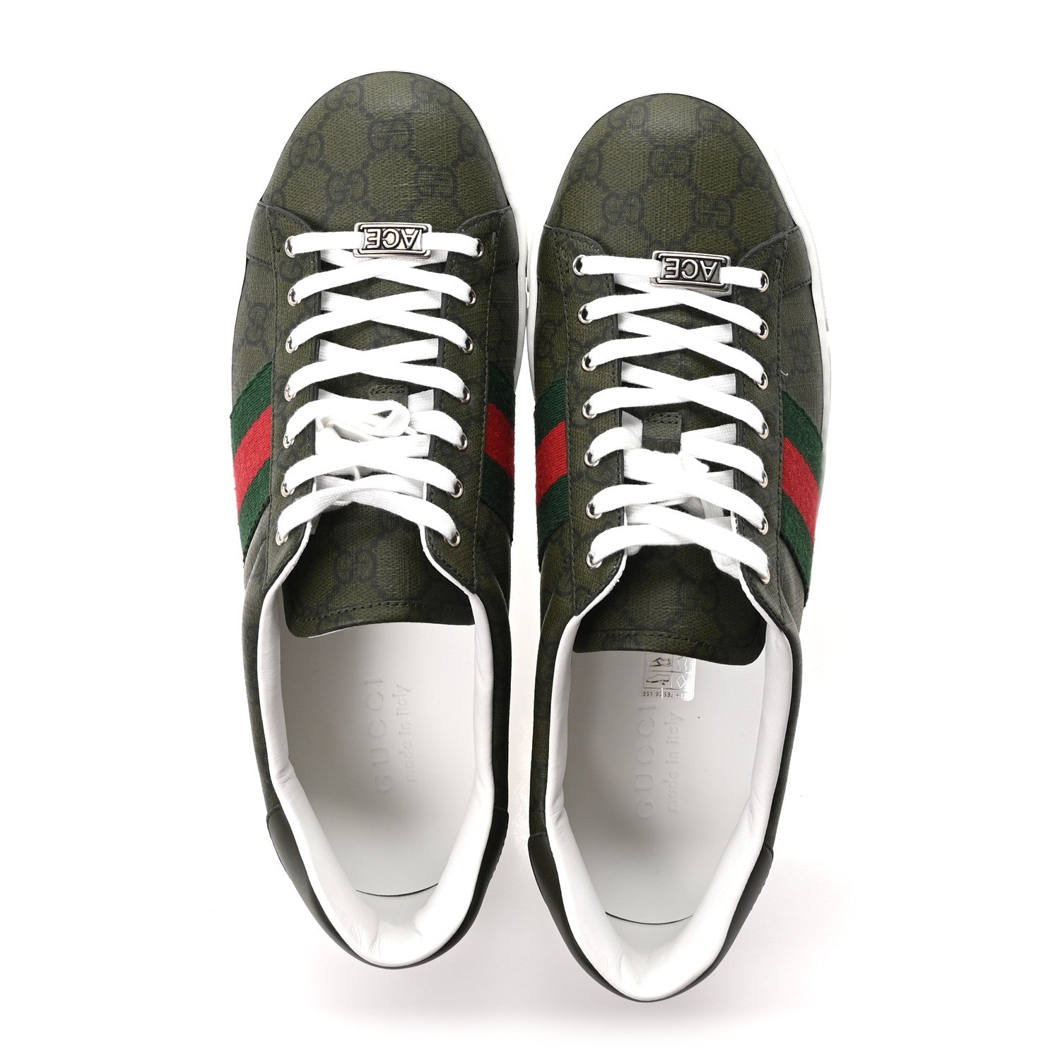 Gucci GG Supreme Monogram Web Mens New Ace Sneakers 9 Green 2 of 10