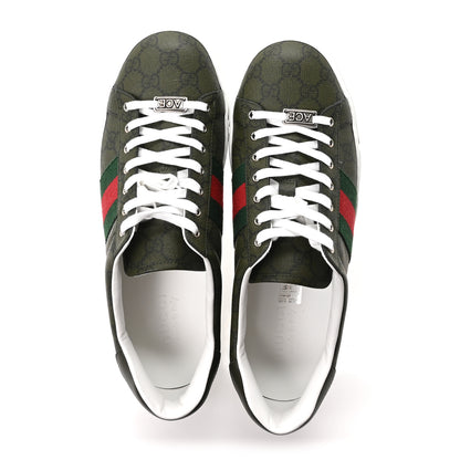 Gucci GG Supreme Monogram Web Mens New Ace Sneakers 9 Green 2 of 10