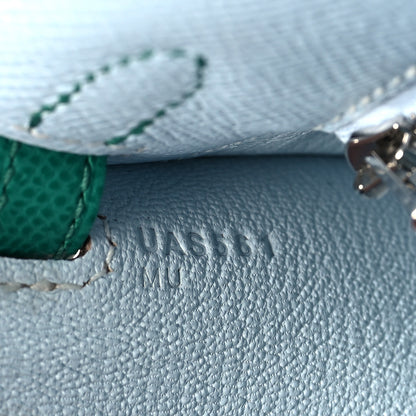 Hermes Epsom Tri-Color Kelly Sellier 25 Bleu Brume Vert Jade Gold 7 of 11