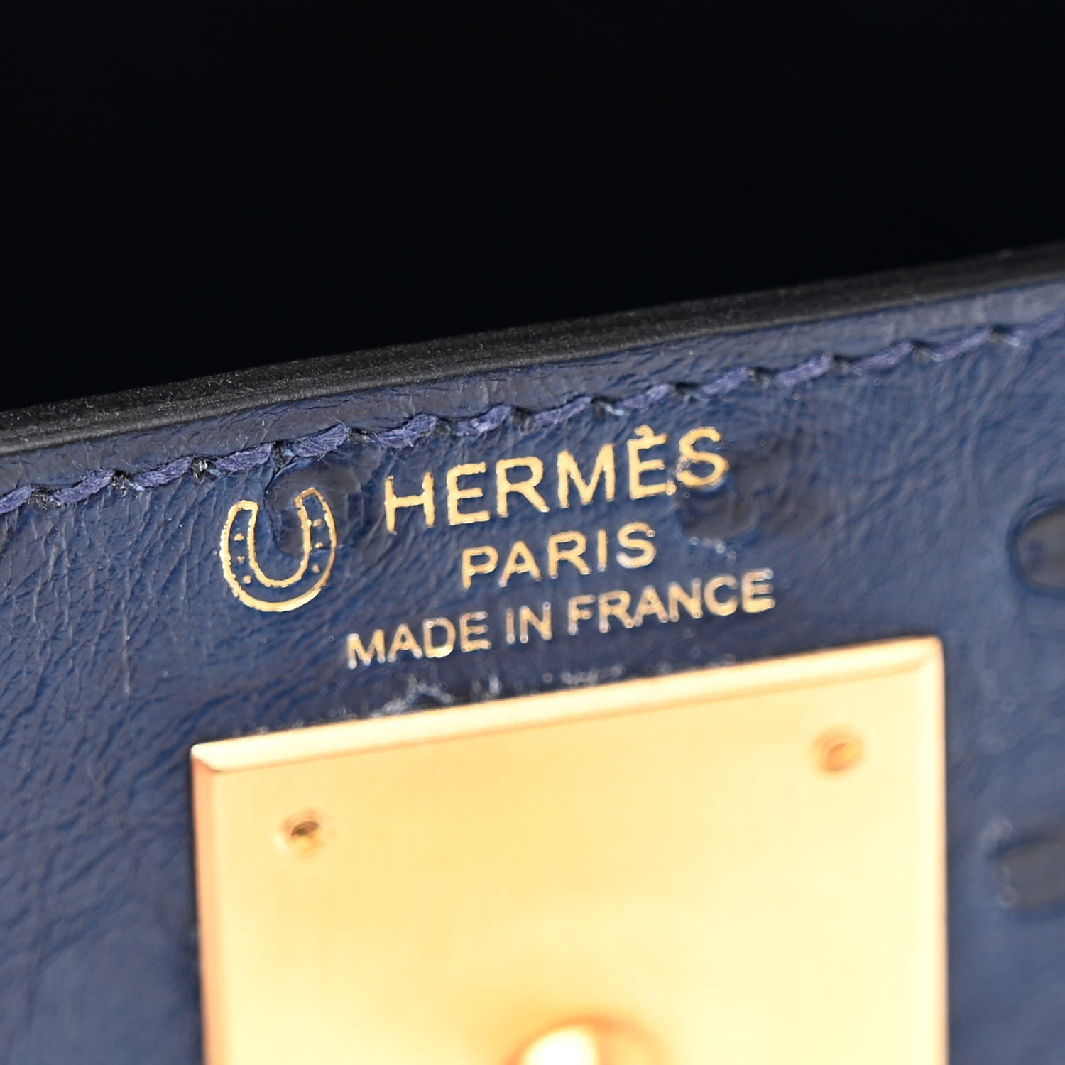 Hermes Ostrich Horseshoe Kelly Sellier 28 Bleu Iris Gris Agate 5 of 12
