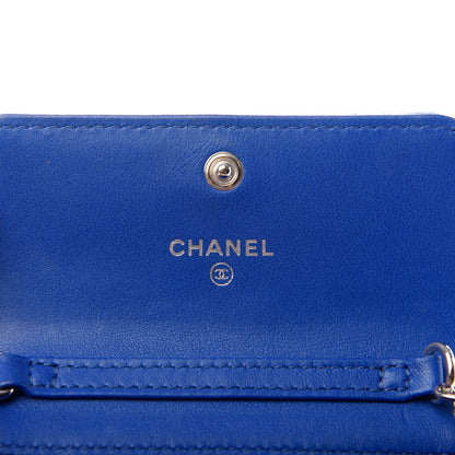 Chanel Lambskin Quilted Flap Card Holder On Chain Blue 6 of 8