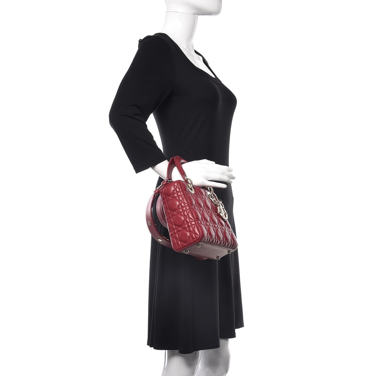 Christian Dior Lambskin Cannage Small My Lady Dior Red 2 of 11