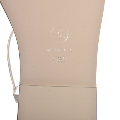 Chanel Patent Pearl CC Thong Sandals 35.5 Ivory 6 of 10